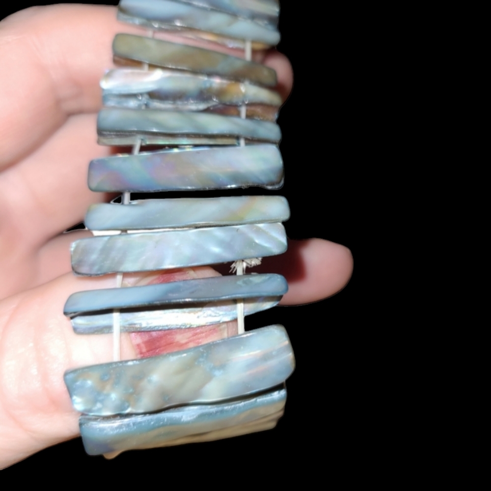 Vtg Stretchy Abalone Shell Bracelet Lot 4 - Picture 4 of 8